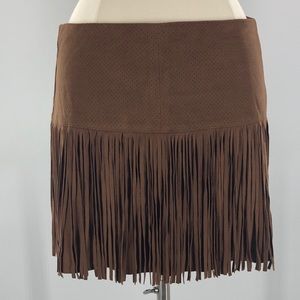 American Rag Faux Suede Fringe Skirt